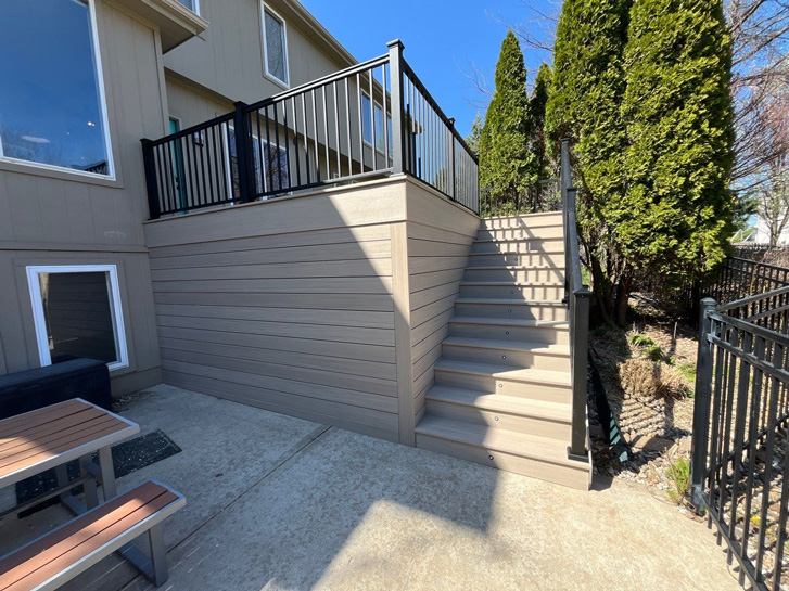 composite deck wall and stairs